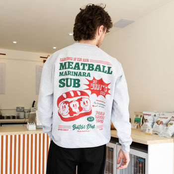 Meatball Marinara Sub Unisex Graphic Sweatshirt In Grey, 3 of 7