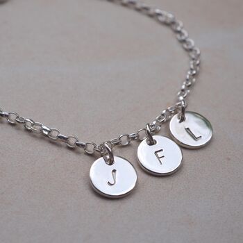 Initial Disc Charm Bracelet With One Four Discs, 2 of 10