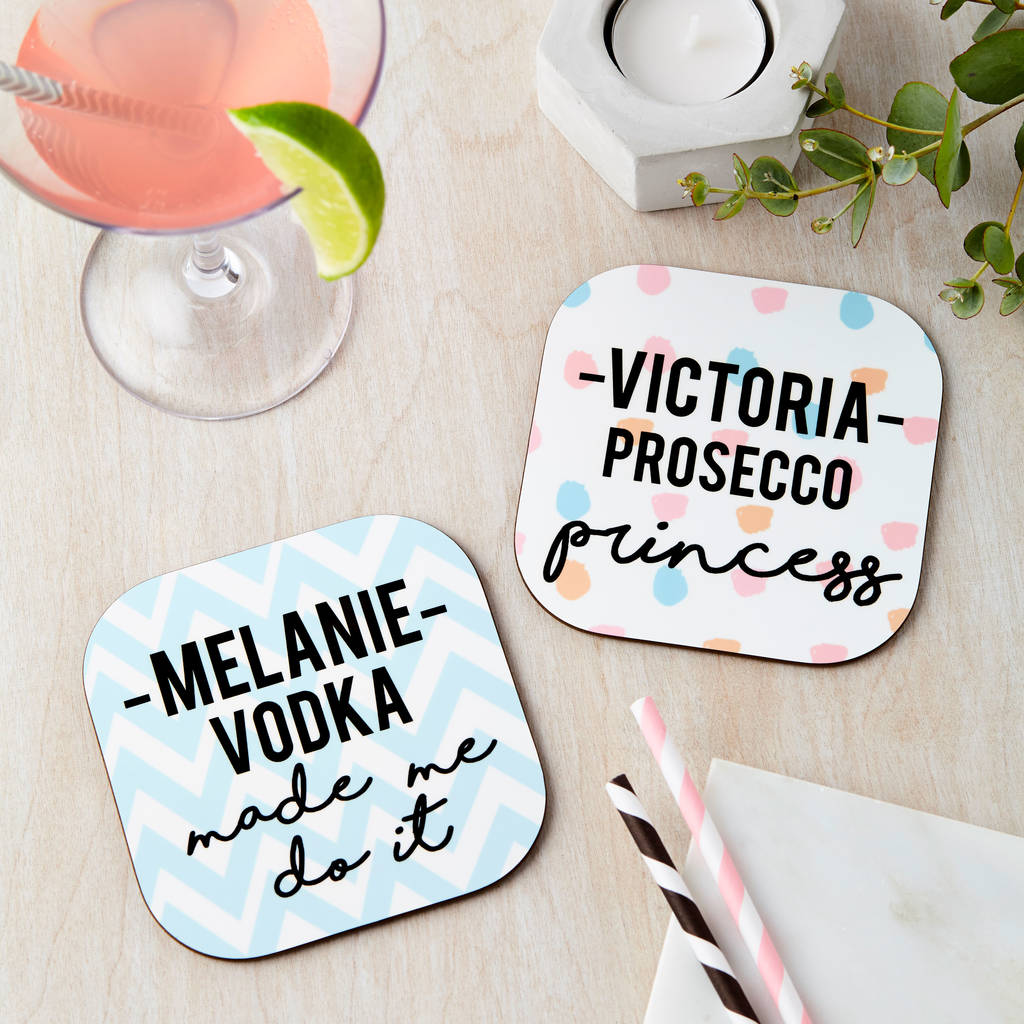 Personalised Vodka Or Prosecco Drinks Coaster By Tillie Mint Loves