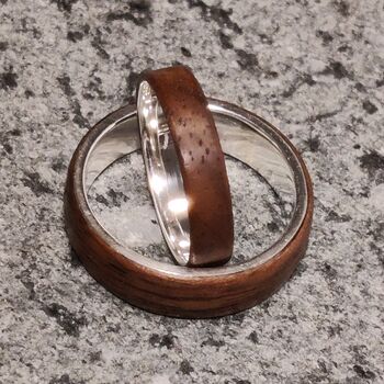 Silver And European Walnut Ring, 5 of 6