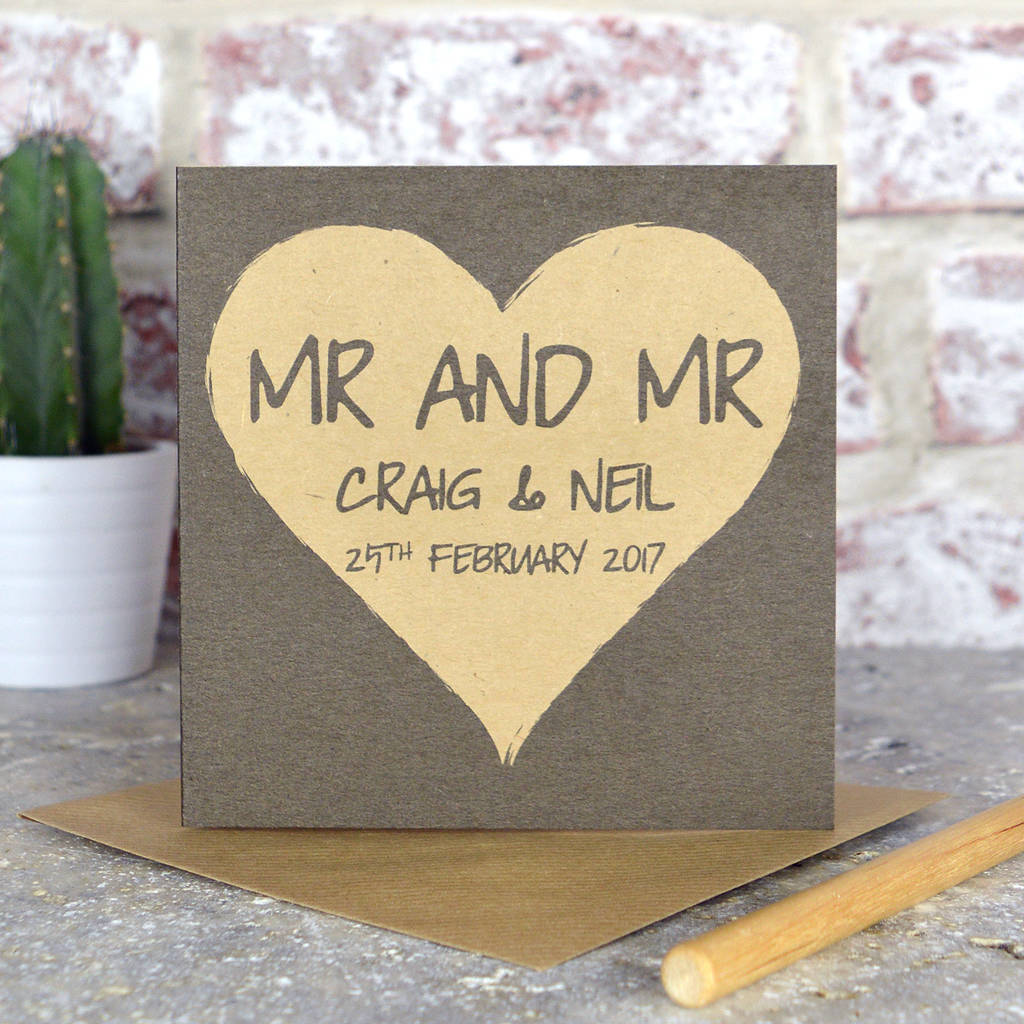 Personalised Same Sex Wedding Card For Gay Couple By Pink