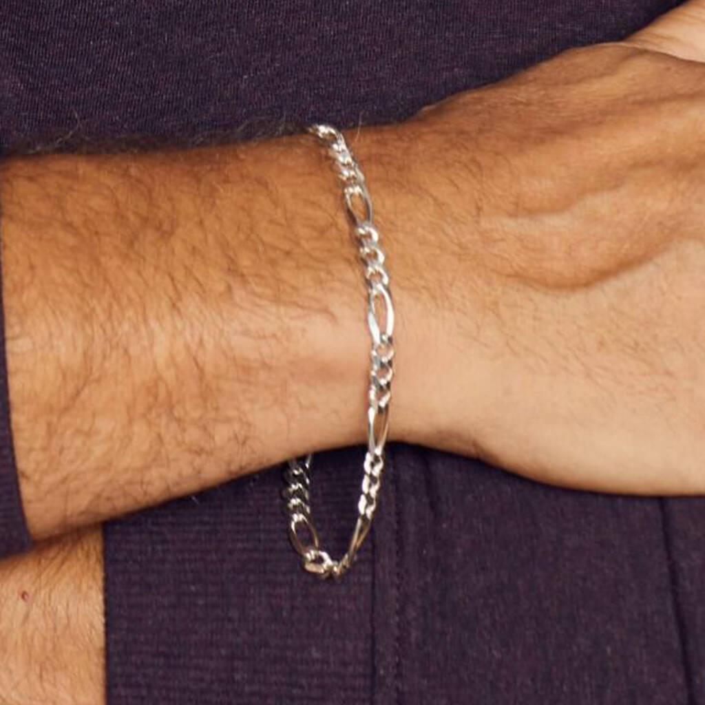 Mens silver sale figaro bracelet