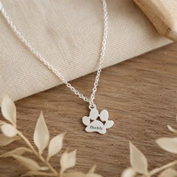 Dog Paw Print Designed Necklace Personalise Engraved Name, 5 of 9