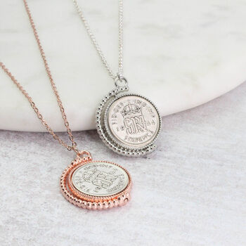 80th Birthday 1944 Lucky Sixpence Spinner Necklace, 8 of 10