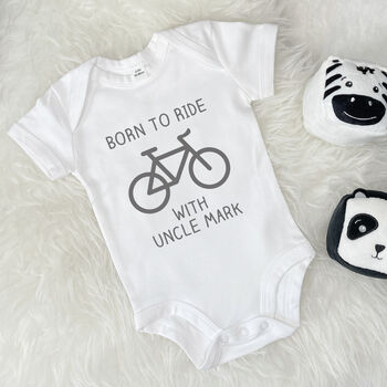 Born To Ride With Uncle Cycling Babygrow, 2 of 7
