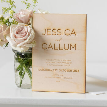 Personalised Elegant Wooden Wedding Invitations, 4 of 8