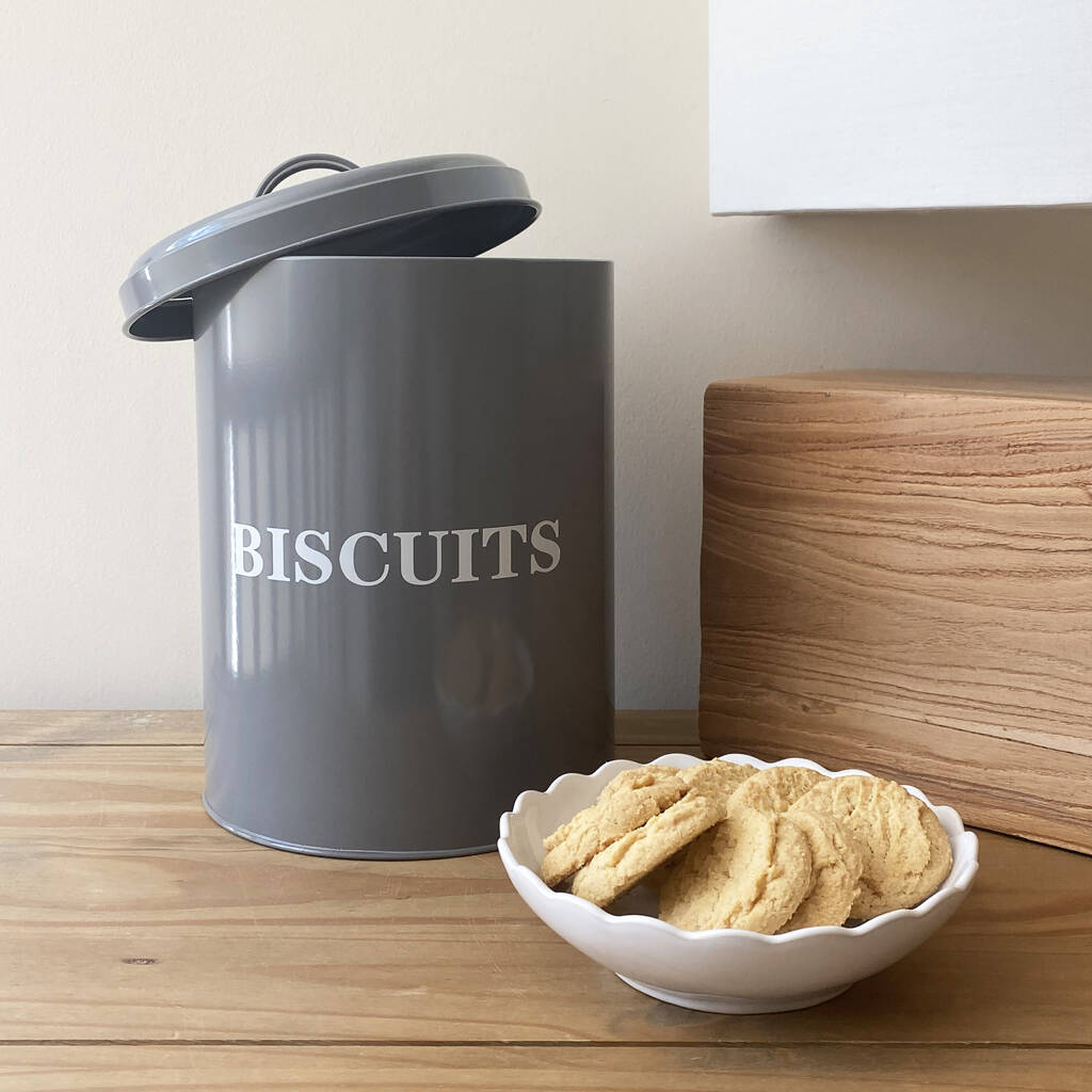 Metal Biscuit Tin In French Grey By Garden Selections
