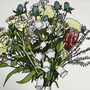 Wedding Bouquet Custom Hand Drawn Illustration Portrait, thumbnail 3 of 5