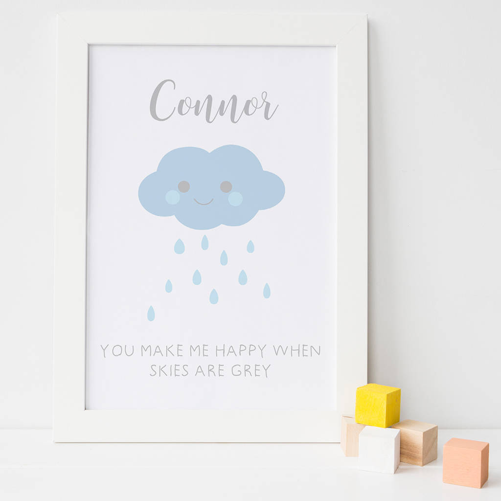 Personalised Nursery Cloud Print By Pink Milkshake Designs