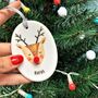 Rudolph Ceramic Christmas Decoration With Pom Pom Nose, thumbnail 1 of 3