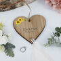 Sunflower Wedding Ring Bearer Wooden Heart, thumbnail 7 of 10