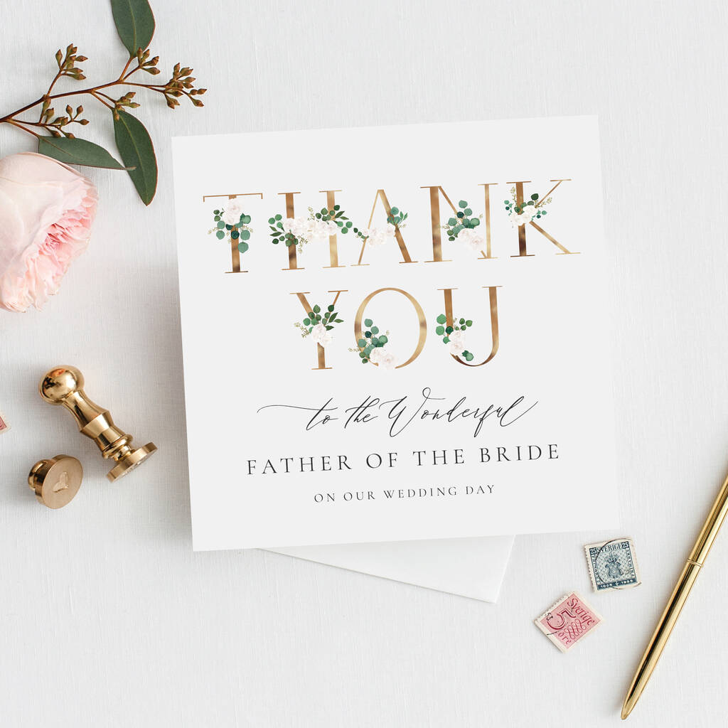 Floral Mock Gold Father Of The Bride Wedding Card, 1 of 3