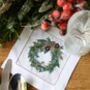 Christmas Wreath Linen Cocktail Napkin, thumbnail 1 of 4