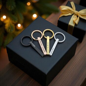 3D Rectangle Bar Personalised Keyring, 2 of 9