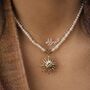 Freshwater Pearl Choker With Hammered Sun Pendant, thumbnail 4 of 7