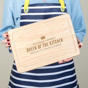 Personalised Queen Of The Kitchen Wooden Chopping Board, 7 of 8