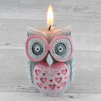 Owl Figure, Owls Couple Ball, Pillar, Tea Light Candles, 6 of 10