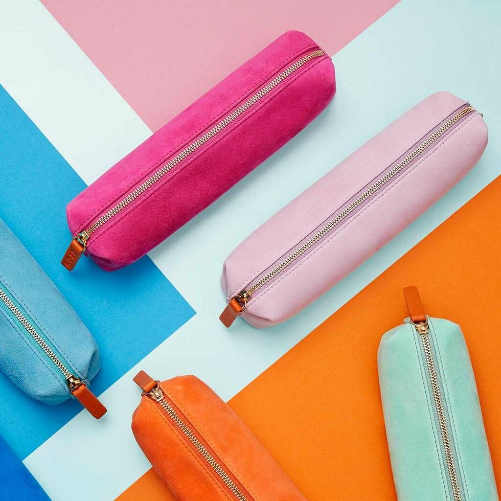 Luxury Sustainable Suede Pencil Case By Stow