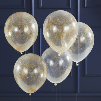 Gold Angel Hair Filled Party Balloons, 3 of 3