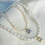 Sterling Silver Crystal Pendant Pearl Necklace, thumbnail 1 of 5