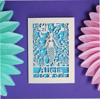 Personalised Papercut Mermaid Birthday Card, 11 of 11