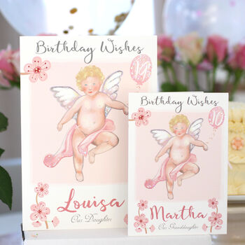 Personalised Cherub Blossom Age Birthday Card, 3 of 6
