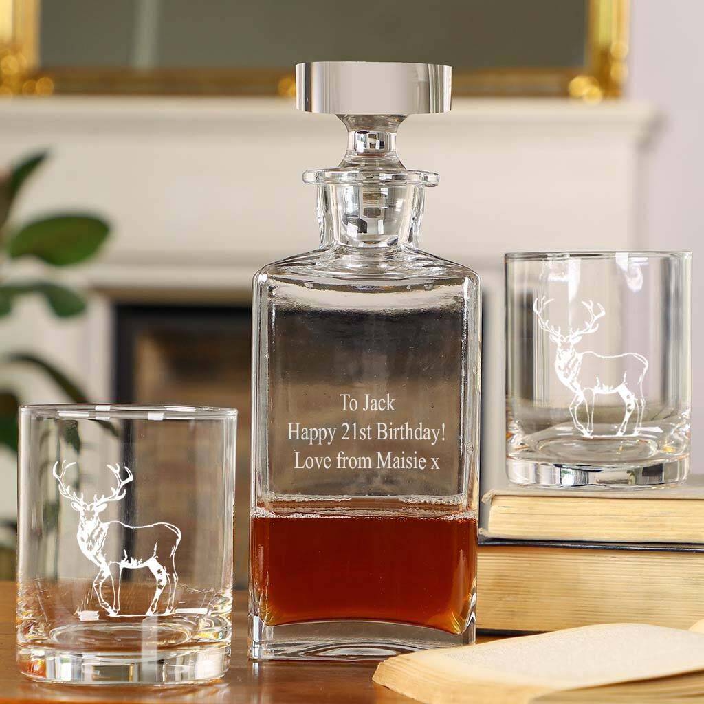 Personalised Whisky Decanter And Glasses By Dibor