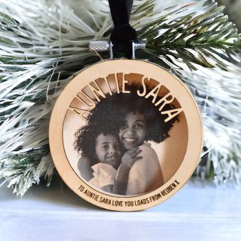 Personalised Auntie Wooden Christmas Decoration, 3 of 4