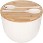 White Solid Bamboo Salad Wooden Bowl With Server Set, thumbnail 4 of 7