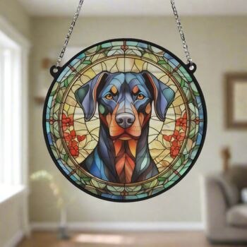 Doberman Stained Glass Effect Suncatcher, 4 of 5