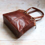 Leather Tote Bag With Pocket, Distressed Brown, thumbnail 4 of 6