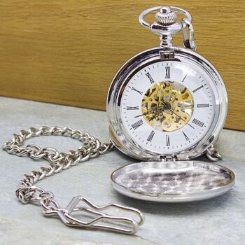 Personalised Silver Plated Dual Side Pocket Watch, 2 of 9