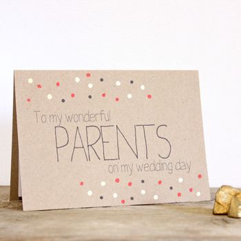 Personalised Parents Wedding Thank You Card, Gold Dots, 3 of 7