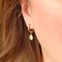 Gemstone Prehnite Gold Plated Hoop Earrings, thumbnail 3 of 5