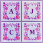 Family Set Of Personalised Initial Floral Glass Coasters, thumbnail 2 of 2