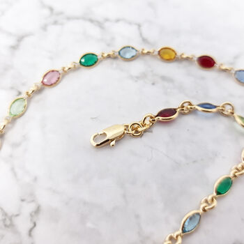 18ct Gold Plated Multi Colour Gemstone Crystal Necklace, 3 of 5