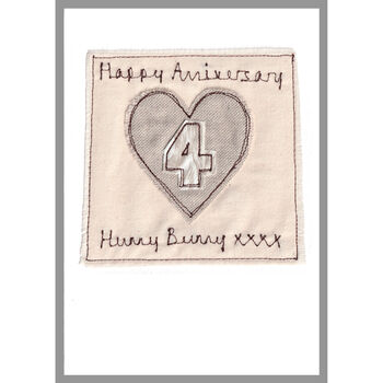 Personalised 4th Linen Wedding Anniversary Card, 10 of 12