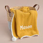 Personalised Knitted Mustard Baby Blanket, thumbnail 1 of 8