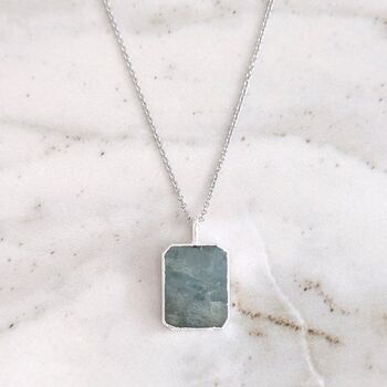 The Rectangle Aquamarine Necklace, Silver, 3 of 7