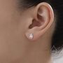 Tiny Droplet Cz Halo Stud Earrings In Sterling Silver, thumbnail 8 of 12
