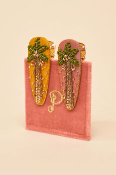 Jewelled Palm Trees Hair Clips, 2 of 3