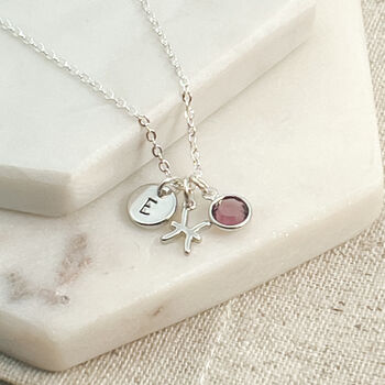 Pisces, Initial And Birthstone Necklace, 3 of 7