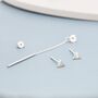 Sterling Silver Asymmetric Triangle And Dangling Bar Drop Stud Earrings, thumbnail 5 of 11