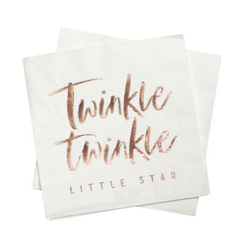Rose Gold Foiled Twinkle Twinkle Baby Shower Napkins, 2 of 3