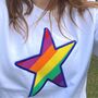 Large Star Embroidered Rainbow Sweatshirt White, thumbnail 1 of 2