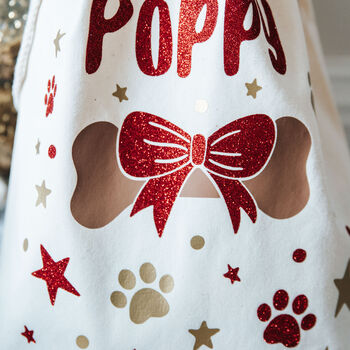 Personalised Glitter Dog Christmas Sack, 5 of 9