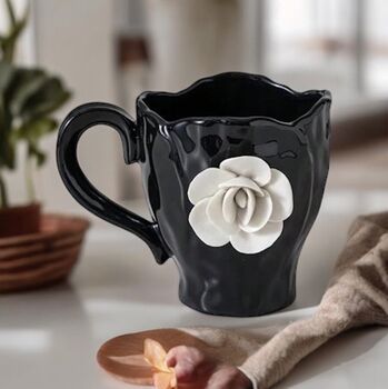 Premium Black And White Flower Mug, 8 of 8