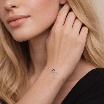 Personalised Sterling Silver September Birthstone Sapphire Bracelet, 4 of 9