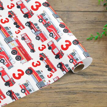 Personalised Fireman Fire Truck Wrapping Paper, 9 of 9