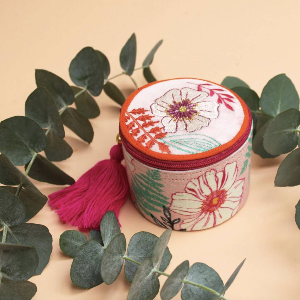 Pink Posy Beaded Jewellery Box, 1 of 5